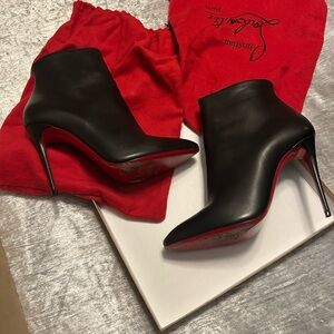 Authentic Christian Louboutin Black and Red Heeled Boots